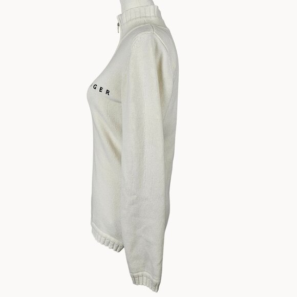 Women Knit Winter Fall Harvest Casual 3/4 Zip TurtleNeck Sweater TommyHilfiger L - Picture 6 of 15